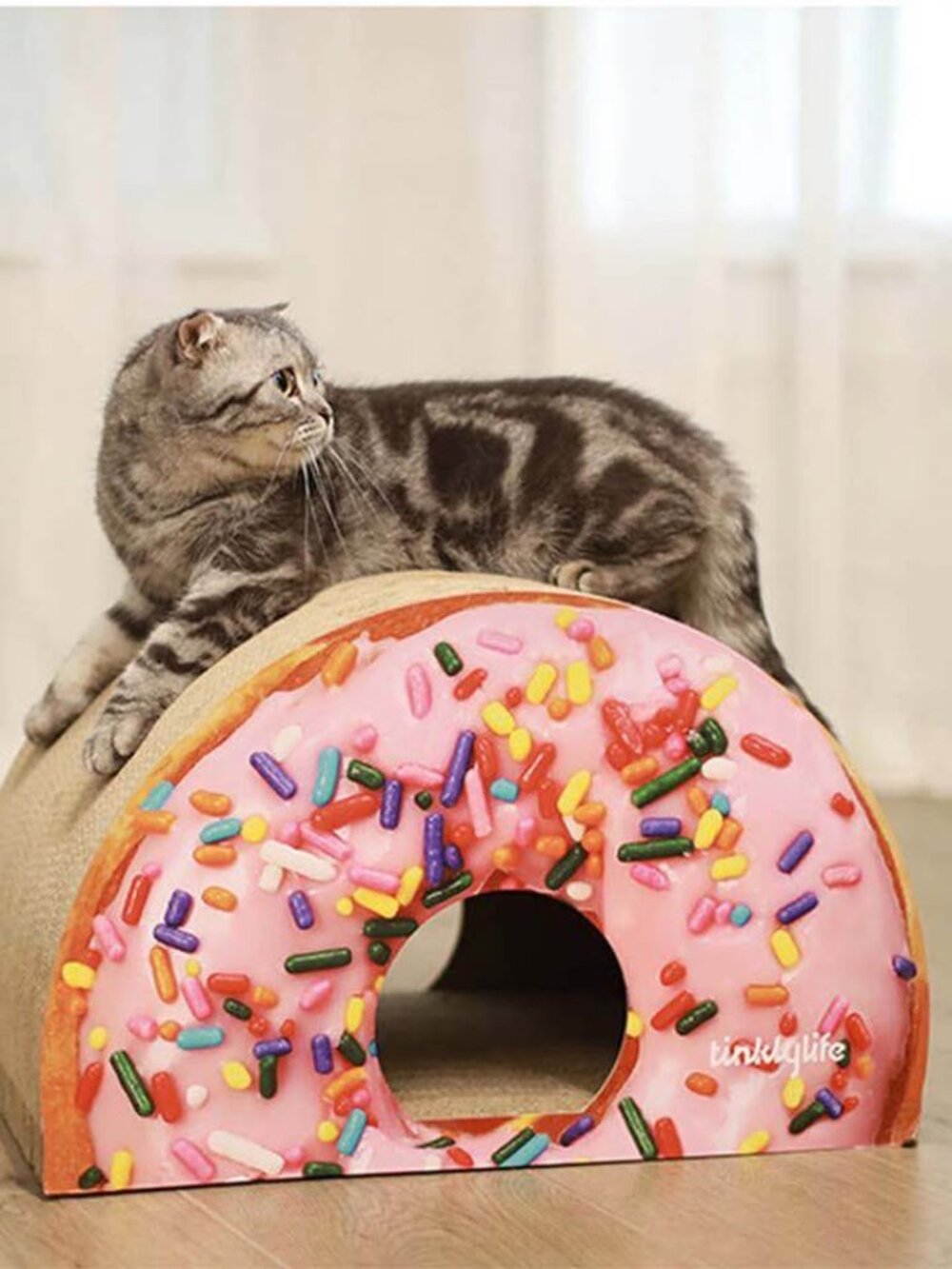 NEW Tinklylife Doughnut Cat House And Scratcher